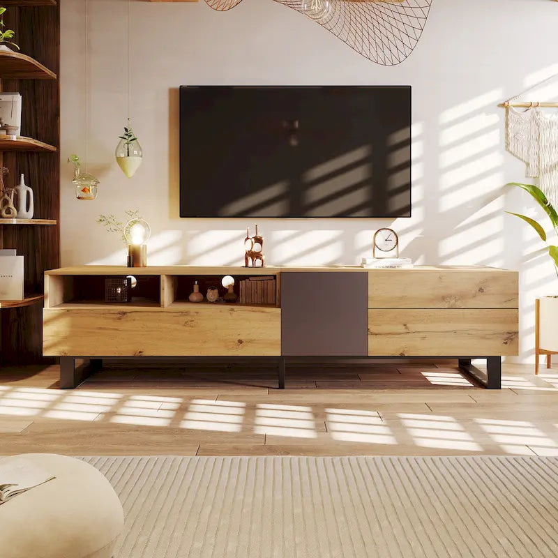 Mueble para TV de 70.9" con almacenamiento y puertas abatibles para televisores de hasta 80"