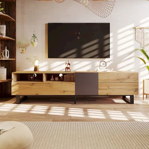 Mueble para TV de 70.9" con almacenamiento y puertas abatibles para televisores de hasta 80"