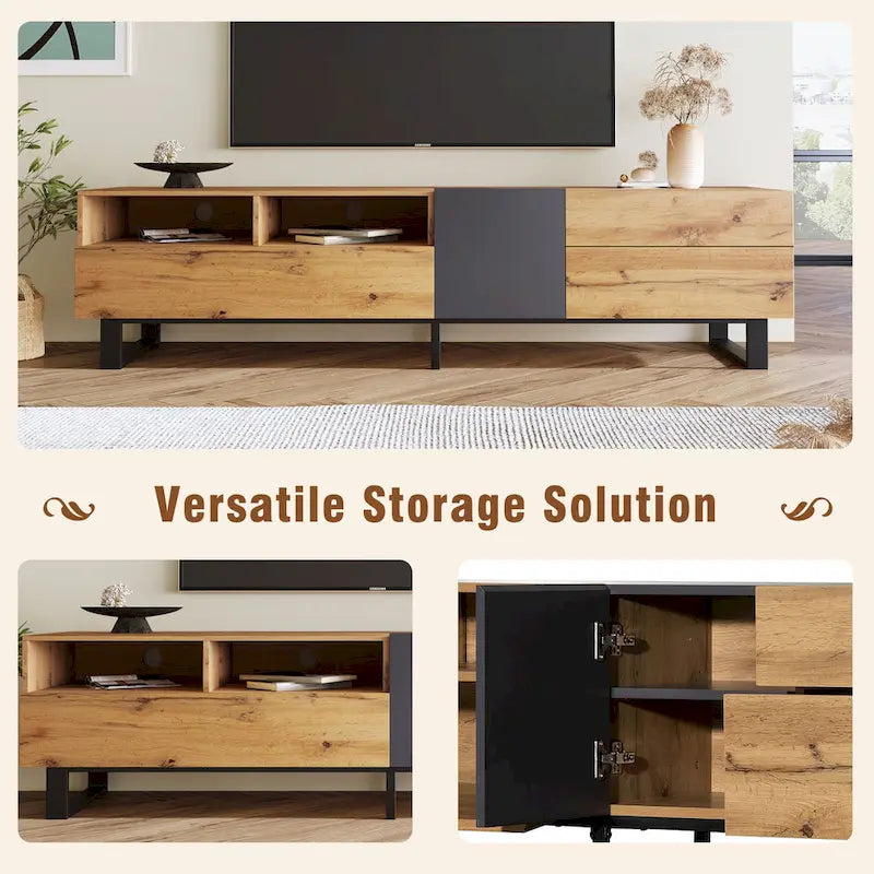 Mueble para TV de 70.9" con almacenamiento y puertas abatibles para televisores de hasta 80"