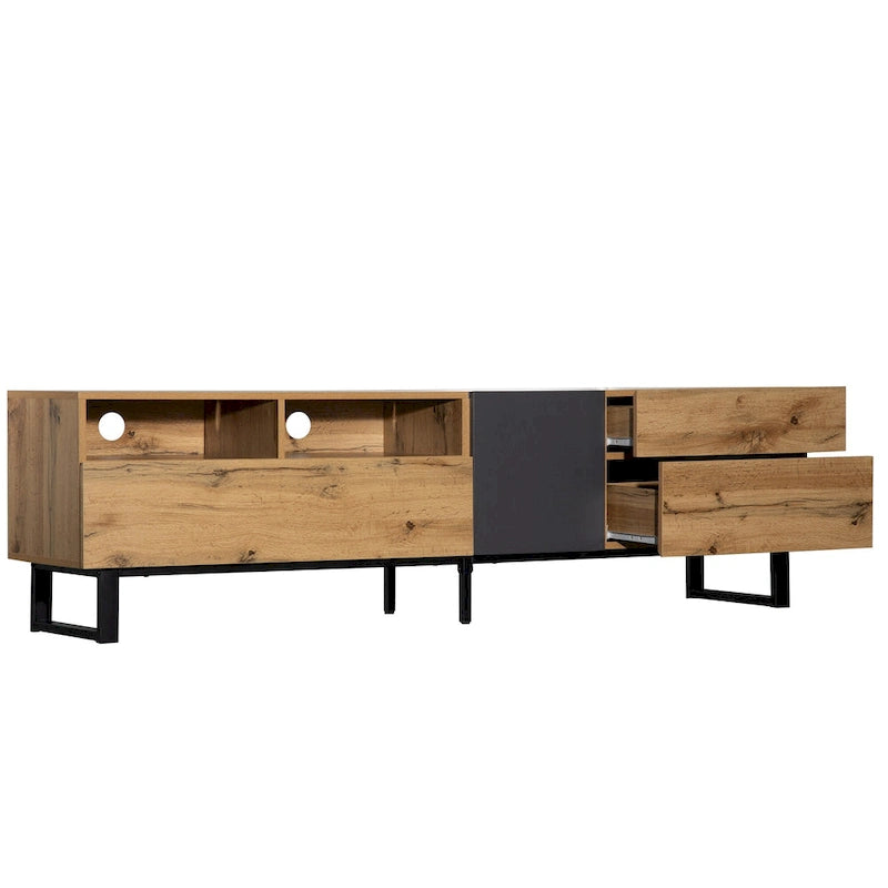 Mueble para TV de 70.9" con almacenamiento y puertas abatibles para televisores de hasta 80"