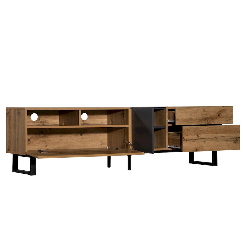 Mueble para TV de 70.9" con almacenamiento y puertas abatibles para televisores de hasta 80"