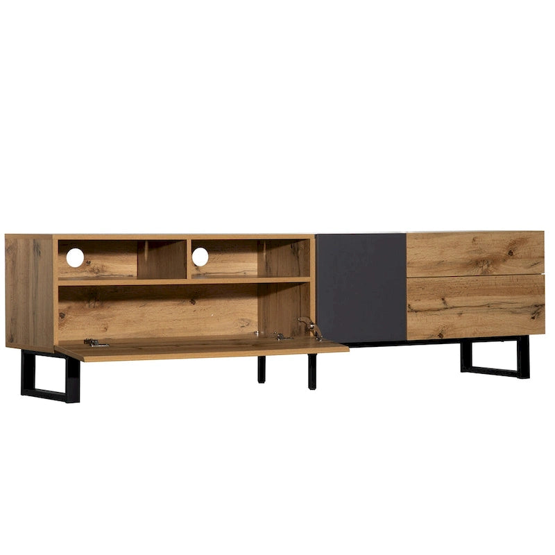 Mueble para TV de 70.9" con almacenamiento y puertas abatibles para televisores de hasta 80"
