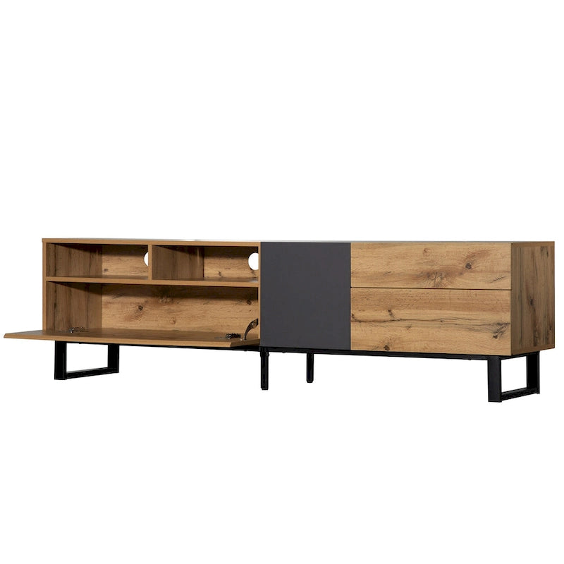 Mueble para TV de 70.9" con almacenamiento y puertas abatibles para televisores de hasta 80"