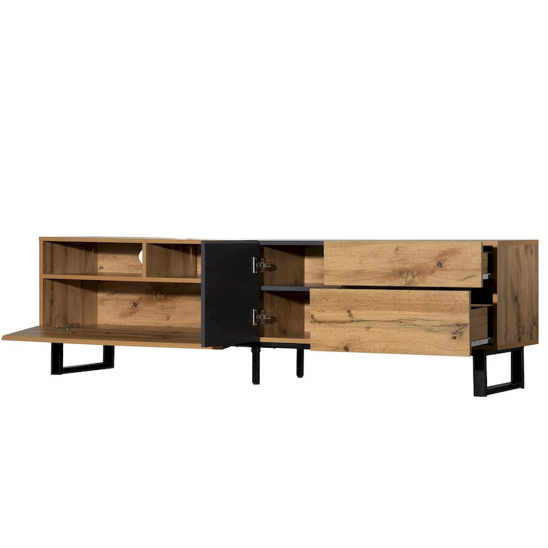 Mueble para TV de 70.9" con almacenamiento y puertas abatibles para televisores de hasta 80"