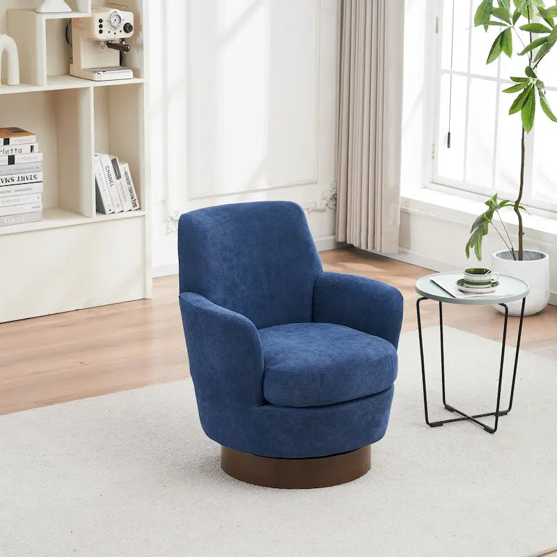 Sillón giratorio tapizado con base de acero inoxidable
