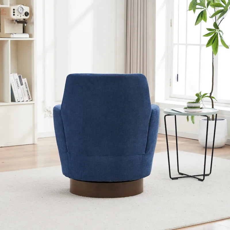 Sillón giratorio tapizado con base de acero inoxidable