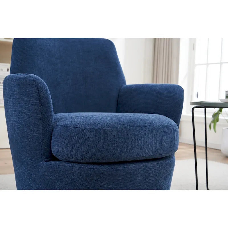 Sillón giratorio tapizado con base de acero inoxidable