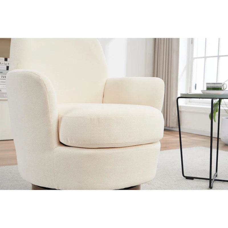 Sillón giratorio tapizado con base de acero inoxidable