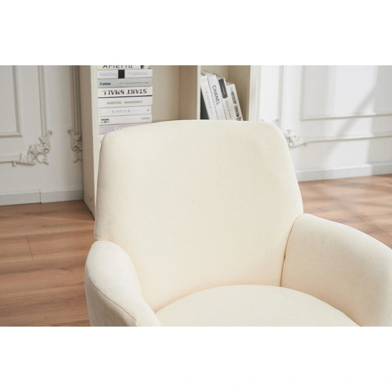 Sillón giratorio tapizado con base de acero inoxidable