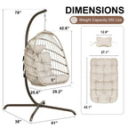 Sillón Colgante Huevo con Soporte – Columpio de Mimbre para Interiores y Exteriores