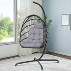 Sillón Colgante Huevo con Soporte – Columpio de Mimbre para Interiores y Exteriores