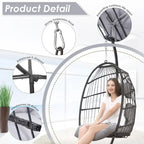 Sillón Colgante Huevo con Soporte – Columpio de Mimbre para Interiores y Exteriores