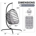 Sillón Colgante Huevo con Soporte – Columpio de Mimbre para Interiores y Exteriores