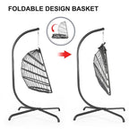 Sillón Colgante Huevo con Soporte – Columpio de Mimbre para Interiores y Exteriores