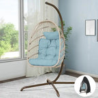Sillón Colgante Huevo con Soporte – Columpio de Mimbre para Interiores y Exteriores