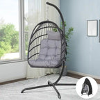 Sillón Colgante Huevo con Soporte – Columpio de Mimbre para Interiores y Exteriores