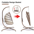 Sillón Colgante Huevo con Soporte – Columpio de Mimbre para Interiores y Exteriores