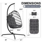 Sillón Colgante Huevo con Soporte – Columpio de Mimbre para Interiores y Exteriores