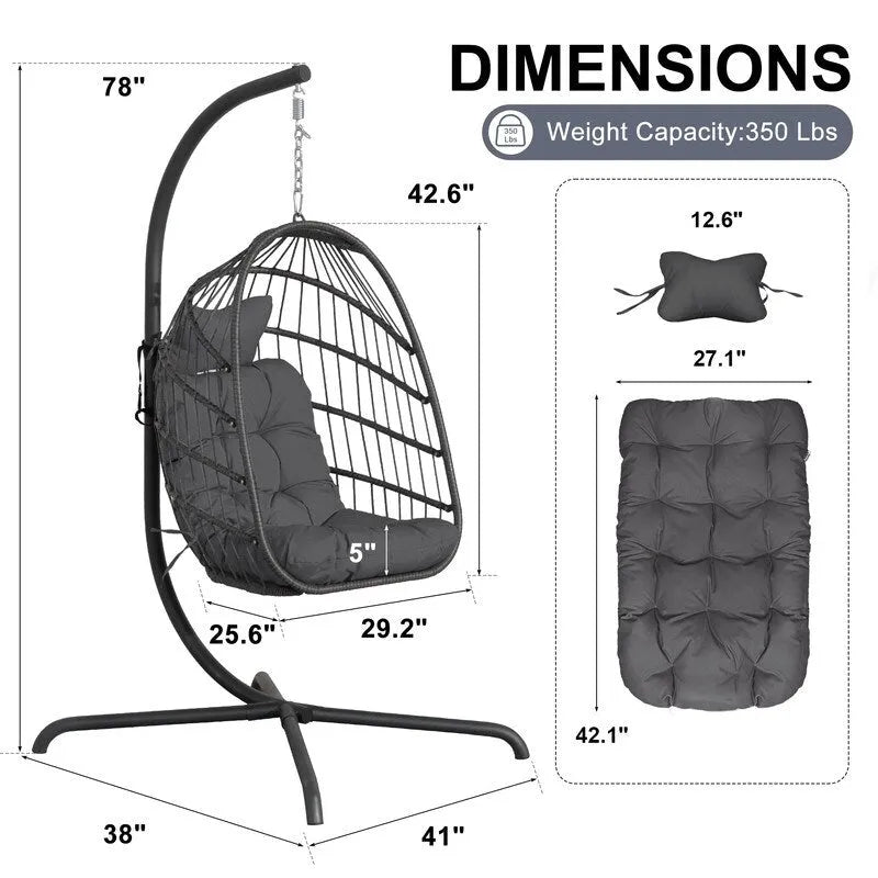 Sillón Colgante Huevo con Soporte – Columpio de Mimbre para Interiores y Exteriores