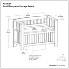 Banco de almacenamiento pequeño para recibidor con tapa abatible - Madera de pino maciza