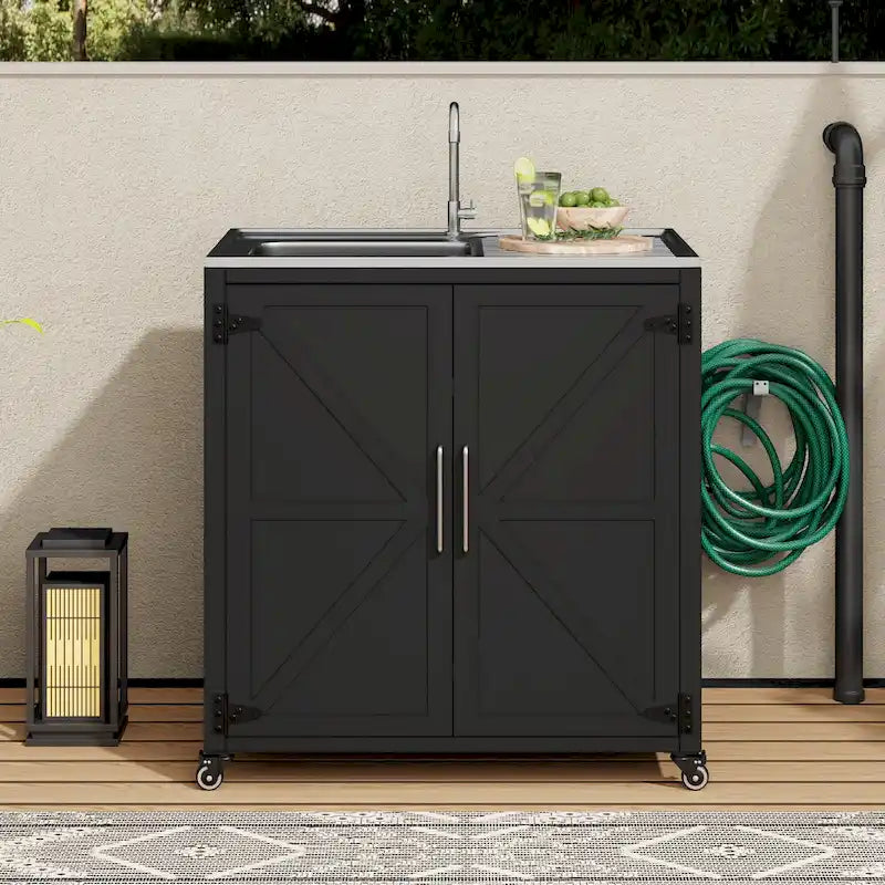 Fregadero móvil de cocina exterior con gabinete