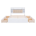 Cama de plataforma tamaño Queen con cabecero de almacenamiento y cajones