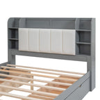 Cama de plataforma tamaño Queen con cabecero de almacenamiento y cajones