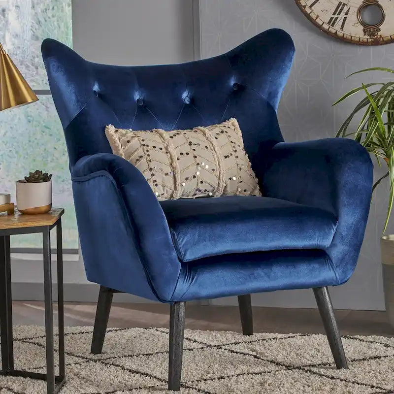 Sillón de orejas tapizado de mediados de siglo