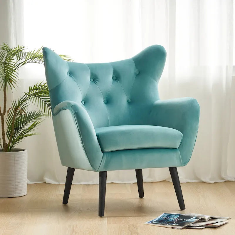 Sillón de orejas tapizado de mediados de siglo