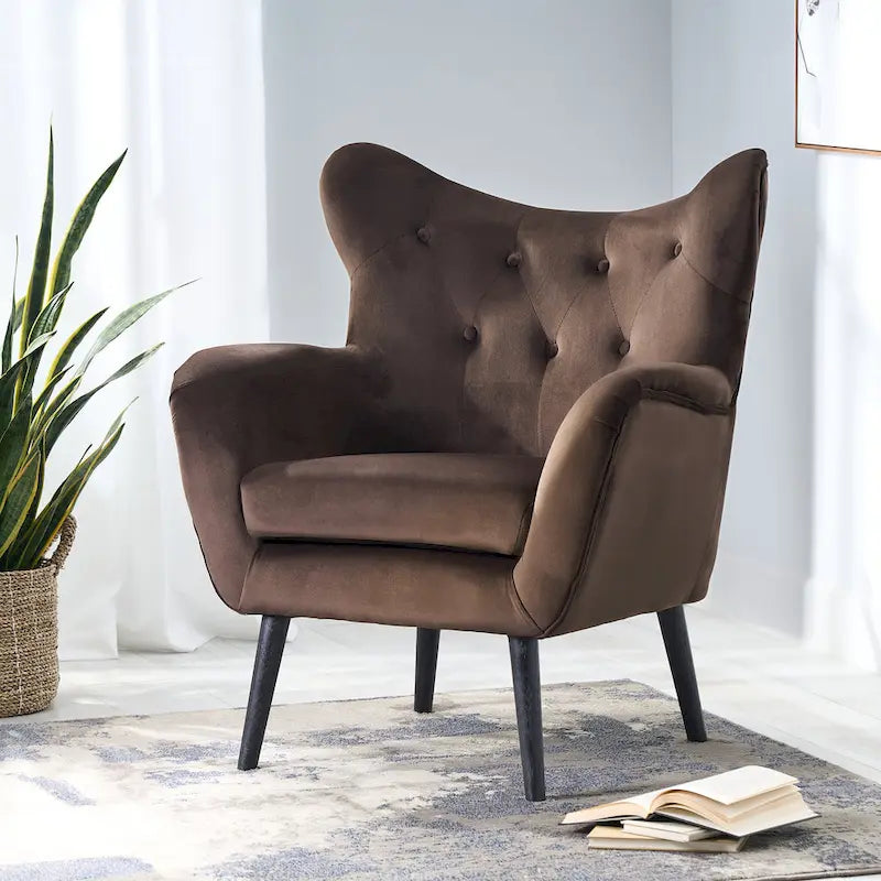 Sillón de orejas tapizado de mediados de siglo