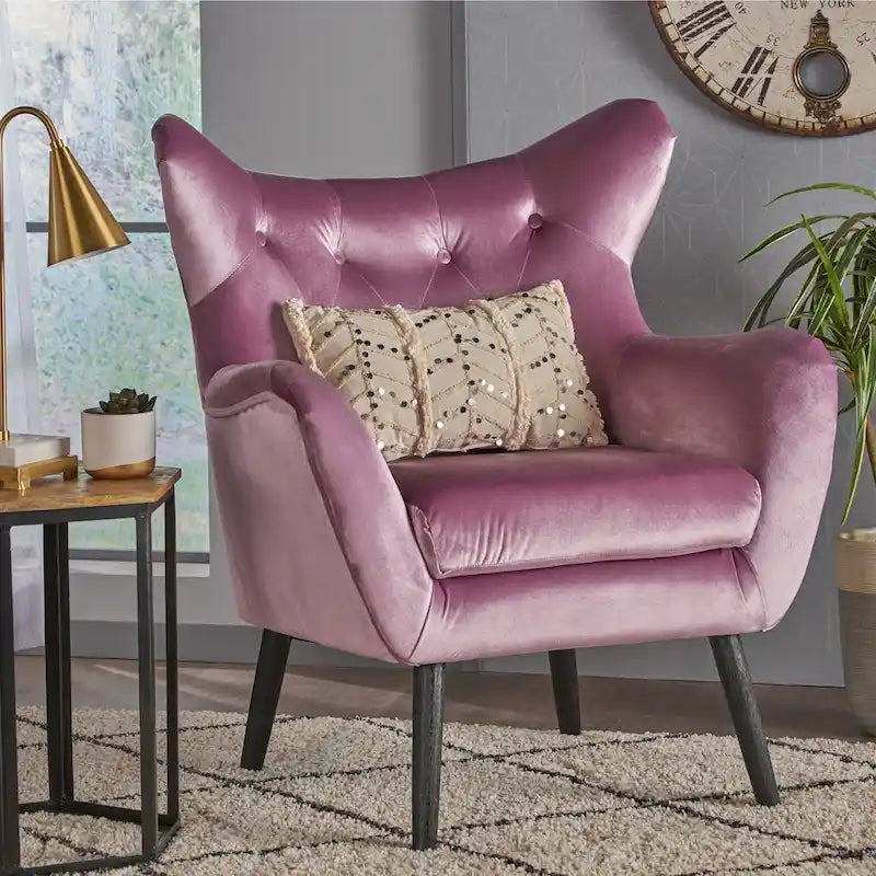 Sillón de orejas tapizado de mediados de siglo