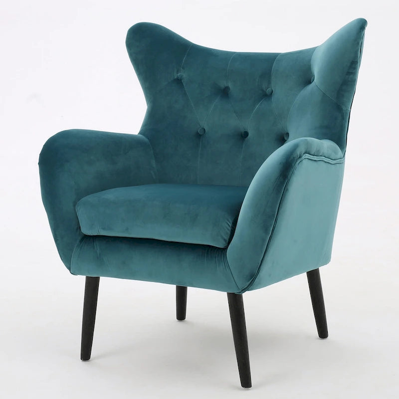 Sillón de orejas tapizado de mediados de siglo