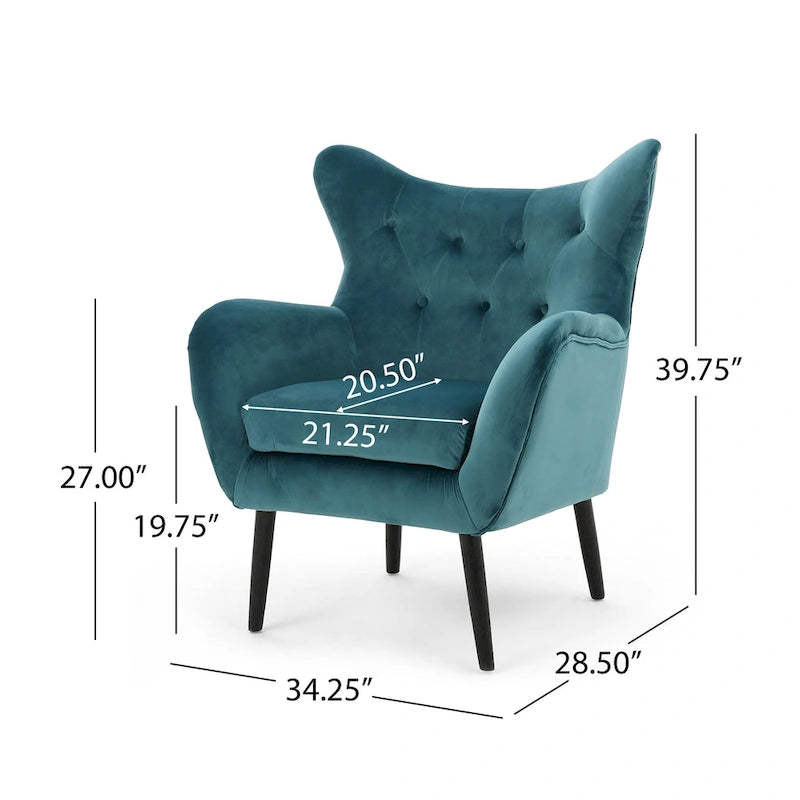 Sillón de orejas tapizado de mediados de siglo