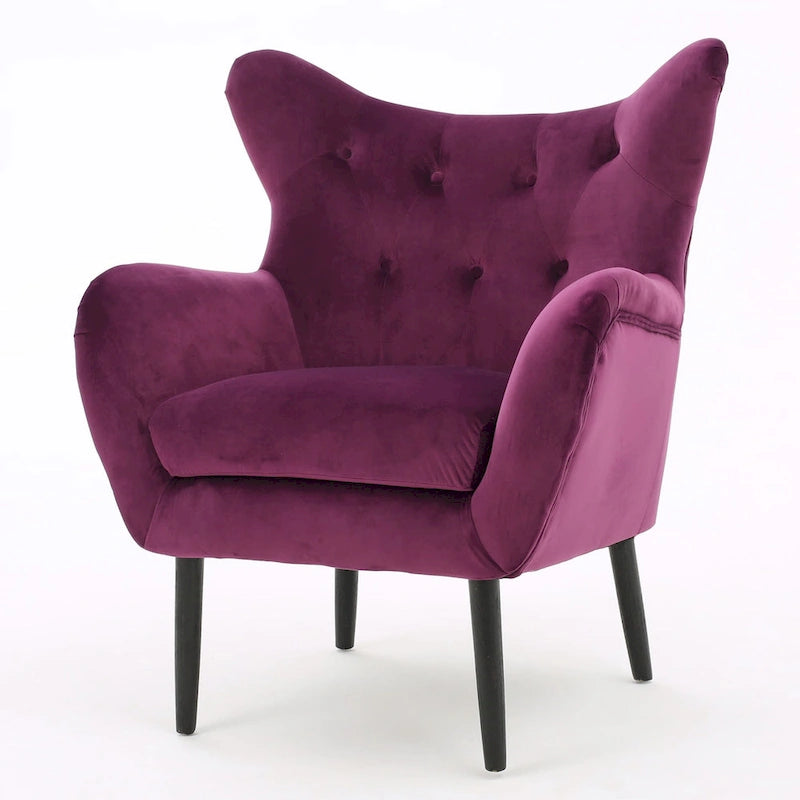 Sillón de orejas tapizado de mediados de siglo