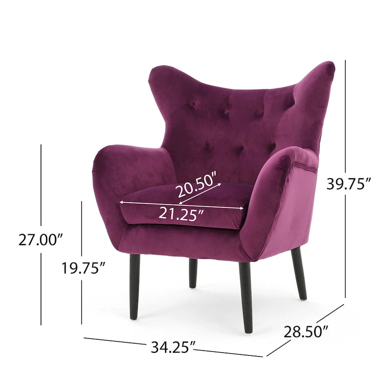 Sillón de orejas tapizado de mediados de siglo
