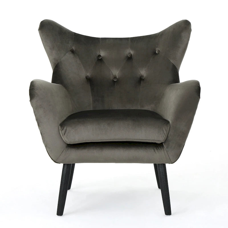 Sillón de orejas tapizado de mediados de siglo