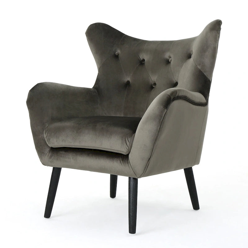 Sillón de orejas tapizado de mediados de siglo