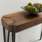 Mesa consola de chapa de roble con estructura de acero