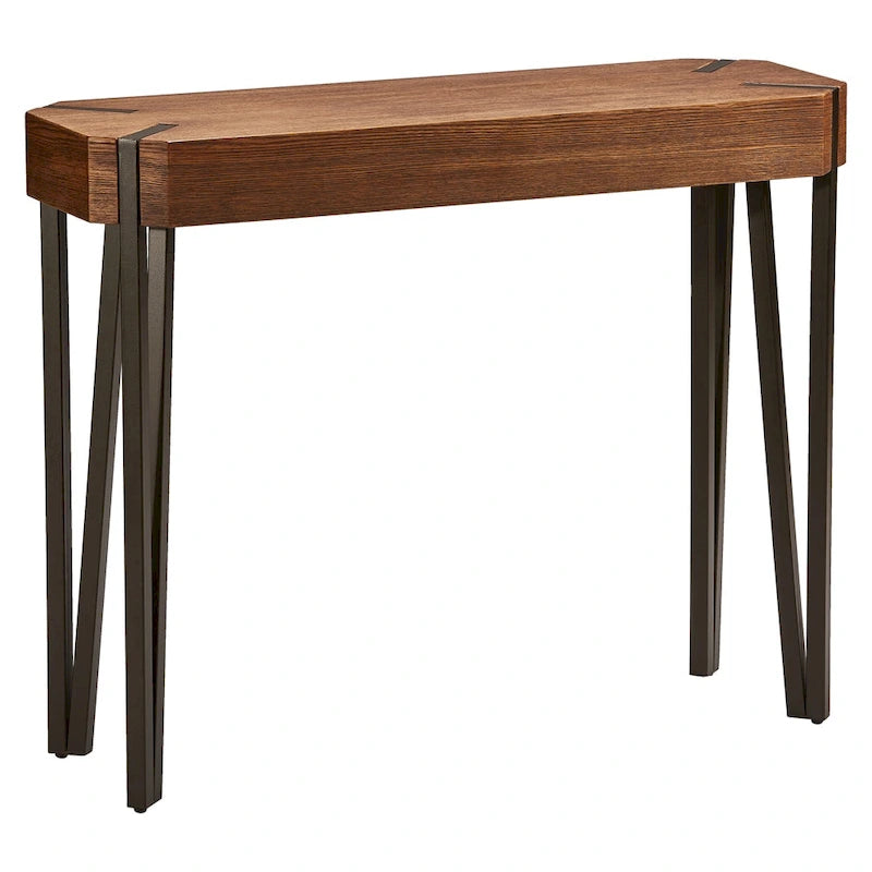 Mesa consola de chapa de roble con estructura de acero