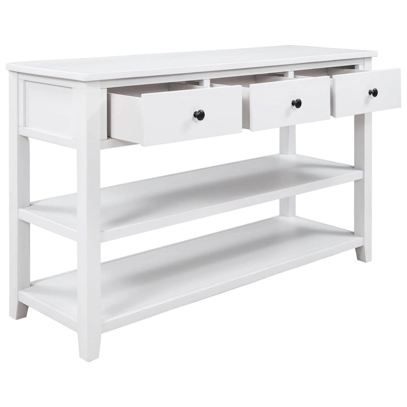 Mesa de consola con 3 cajones y 2 estantes abiertos