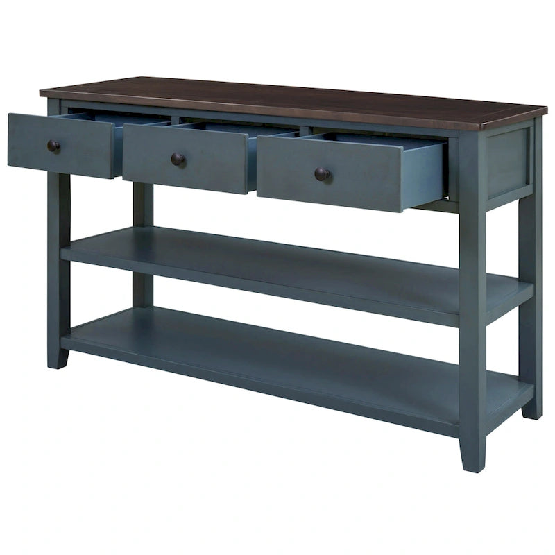 Mesa de consola con 3 cajones y 2 estantes abiertos