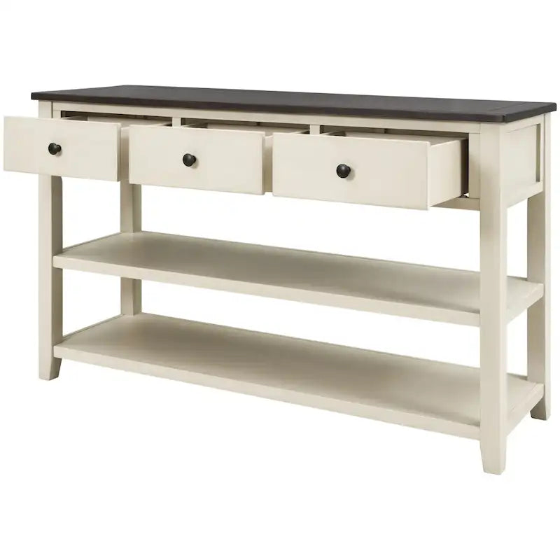 Mesa de consola con 3 cajones y 2 estantes abiertos