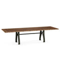 Mesa de comedor extensible de madera maciza con base de metal