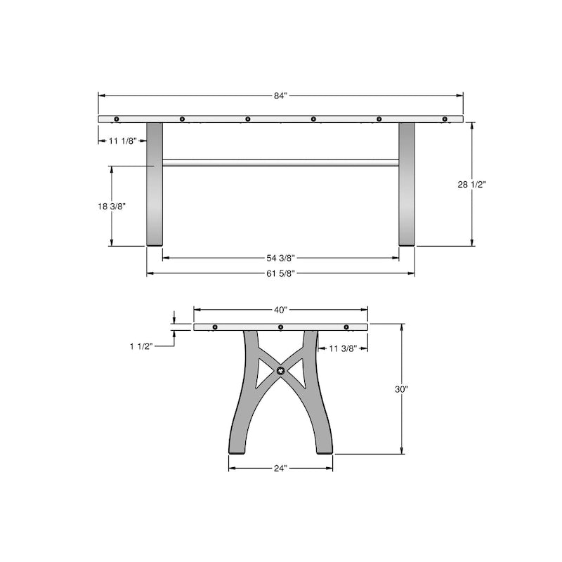 Mesa de comedor extensible de madera maciza con base de metal