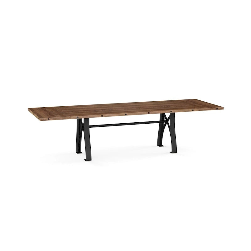 Mesa de comedor extensible de madera maciza con base de metal