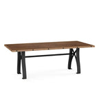 Mesa de comedor extensible de madera maciza con base de metal