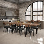 Mesa de comedor extensible de madera maciza con base de metal