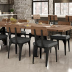 Mesa de comedor extensible de madera maciza con base de metal