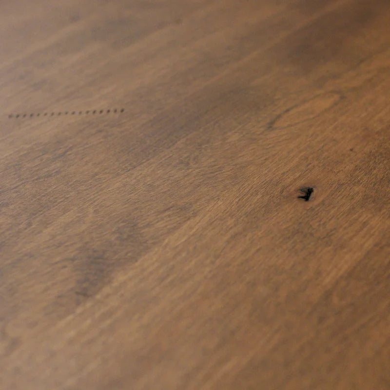 Mesa de comedor extensible de madera maciza con base de metal