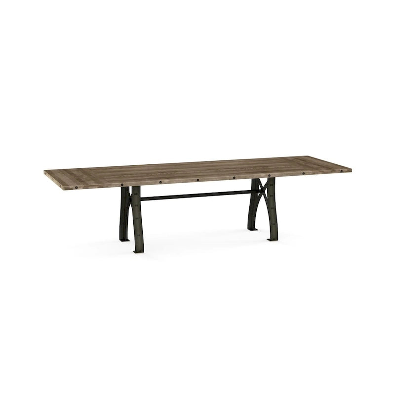 Mesa de comedor extensible de madera maciza con base de metal
